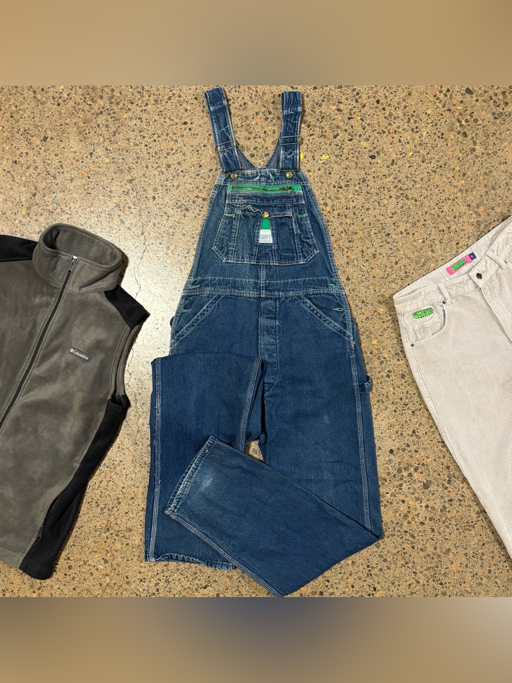 VTG Liberty Dungarees Overalls (Waist 36, Inseam 34”) Work, Denim, Blue, Green
